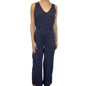 Outerknown Sleeveless Jumpsuit Organic Cotton Blue Patterned Casual Size Medium